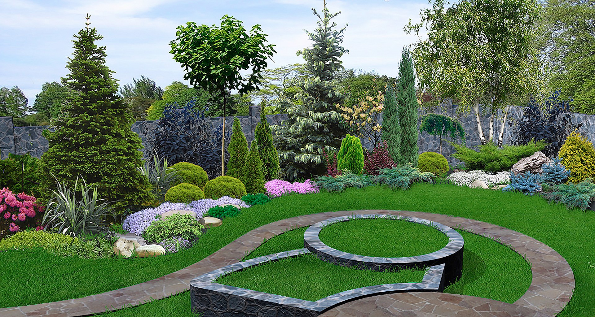 Backyard planting of greenery, 3d render